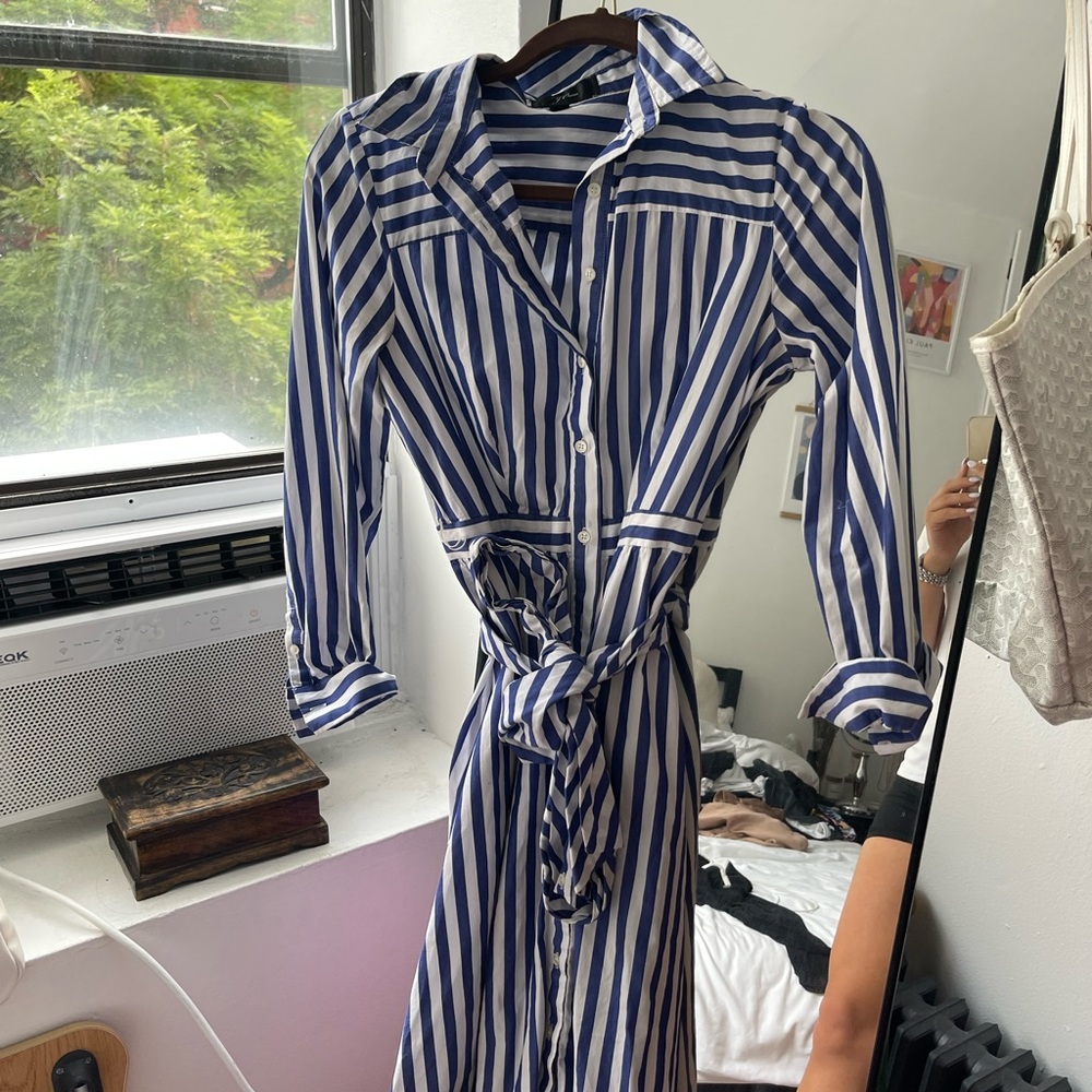 J.crew Stripped navy and white button down summer Dress